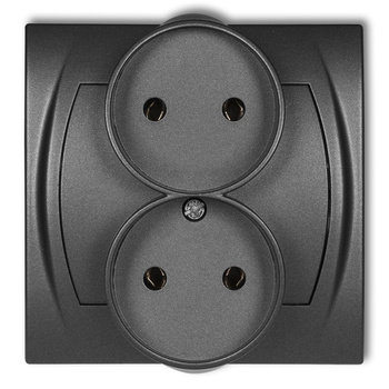 Gniazdo podwójne do ramki poziomej bez uziemienia 2x2P bez przesłon torów prądowych Karlik seria LOGO 11LGPR-2 kolor grafitowy