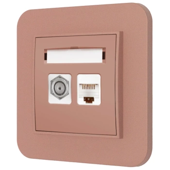 Gniazdo rj45/antenowe z ramką zaokrągloną seria MINI kolor łososiowy
