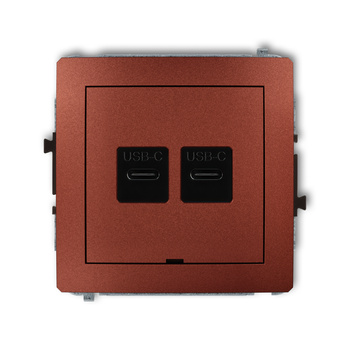Mechanizm ładowarki USB podwójnej 2xUSB C, 20W max., bez pola opisowego Karlik seria DECO 9DCUSBBO-7 kolor brązowy metalik