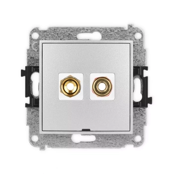 Mechanizm gniazda głośnikowego pojedynczego, bez pola opisowego typu banan - czerwony i czarny, pozłacany, 4 mm2, skręcany Karlik seria ICON 7IGGBO-4 kolor srebrny metalik