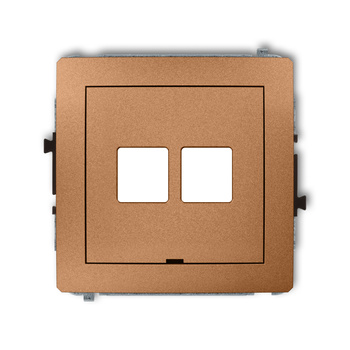 Mechanizm gniazda multimedialnego podwójnego bez modułu, bez pola opisowego standard Keystone Karlik seria DECO 8DGMBO-2P kolor złoty metalik