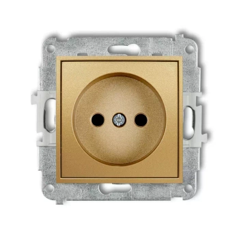 Mechanizm gniazda pojedynczego bez uziemienia 2P z przesłonami torów Karlik seria ICON 29IGP-1p kolor złoty