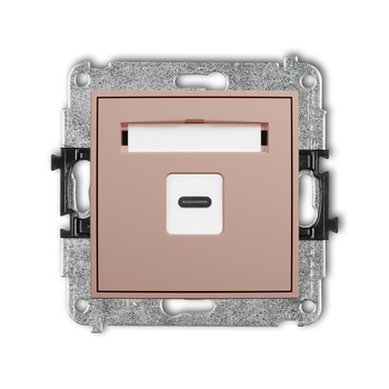 Mechanizm gniazda pojedynczego 1xUSB C-C Karlik seria ICON 62IGUSB-7 kolor łososiowy