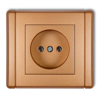 Gniazdo pojedyncze bez uziemienia 2P bez przesłon torów prądowych Karlik seria FLEXI 8FGP-1 kolor złoty metalik