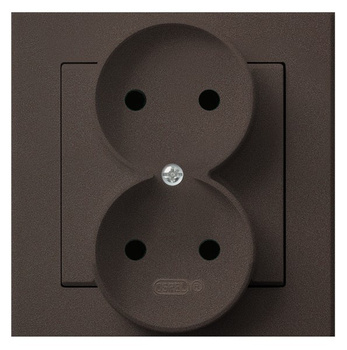 Gniazdo podwójne kompletne z ramką seria SONATA kolor Czekoladowy metalik symbol GP-2R/40