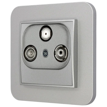 Gniazdo rtv-sat z ramką zaokrągloną seria MINI kolor srebrny