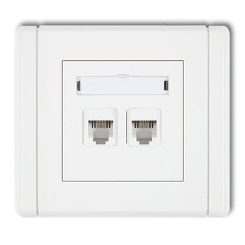 Gniazdo telefoniczne podwójne 2xRJ11, 4-stykowe, beznarzędziowe Karlik seria FLEXI FGT-2 kolor biały