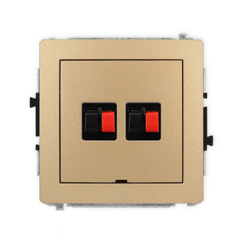 Mechanizm gniazda głośnikowego podwójnego, bez pola opisowego Karlik seria DECO 8DGGBO-2 kolor złoty metalik