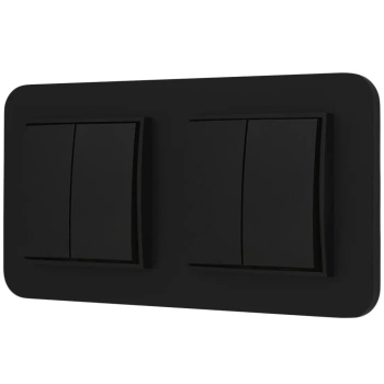 Dwa włączniki podwójne z ramką zaokrągloną seria MINI kolor czarny