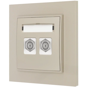 Gniazdo antenowe 2x z ramką prostą seria MINI kolor taupe