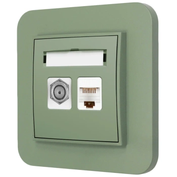Gniazdo rj45/antenowe z ramką zaokrągloną seria MINI kolor szałwiowy