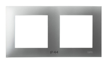 Ramka podwójna do łączników IP-44 seria SZAFIR kolor Srebro symbol RH-2Z/18