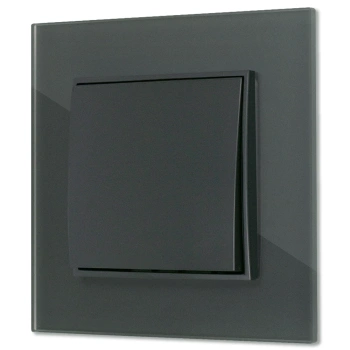 Włącznik pojedynczy z ramką kwadratową efekt szkła seria ICON kolor grafitowy mat