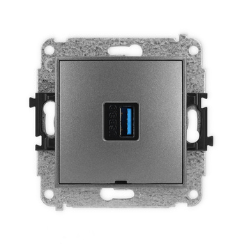 Mechanizm gniazda pojedynczego USB A-A 3.0, bez pola opisowego Karlik seria ICON 11IGUSBBO-5 kolor grafitowy