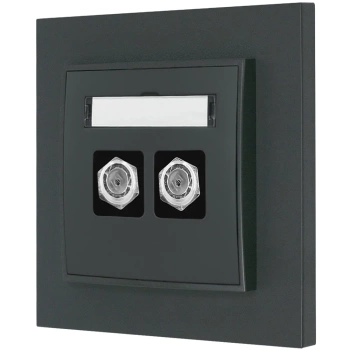 Gniazdo antenowe 2x z ramką prostą seria MINI kolor grafitowy mat