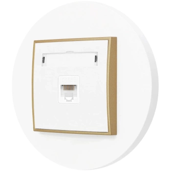 Gniazdo internetowe rj45 1x z ramką okrągłą seria MINI kolor biały złoty