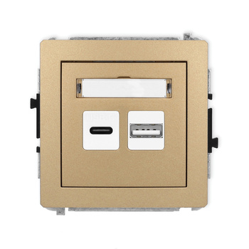 Mechanizm ładowarki USB podwójnej USB C + USB A, 20W max. Karlik seria DECO 8DCUSB-8 kolor złoty metalik