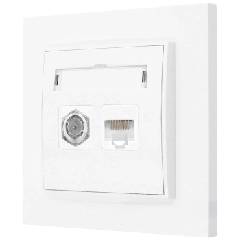 Gniazdo rj45/antenowe z ramką prostą seria MINI kolor biały mat