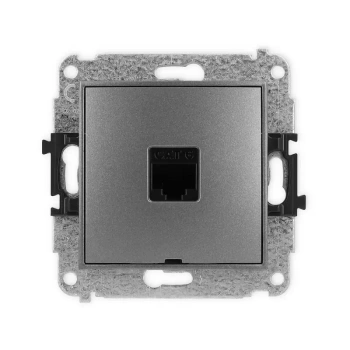 Mechanizm gniazda komputerowego pojedynczego 1xRJ45, kat. 6, 8-stykowy, bez pola opisowego Karlik seria MINI 11MGKBO-3 kolor grafitowy