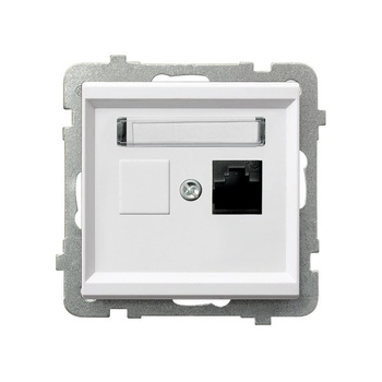 Gniazdo komputerowe pojedyncze, kat. 5e MMC seria SONATA kolor Biały symbol GPK-1R/K/m/00