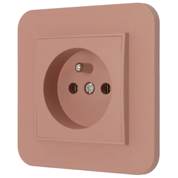 Gniazdo pojedyncze z ramką zaokrągloną seria MINI kolor łososiowy