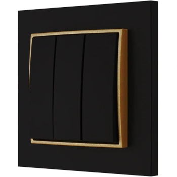 Włącznik potrójny z ramką karlik mini kolor czarny mat/złoty