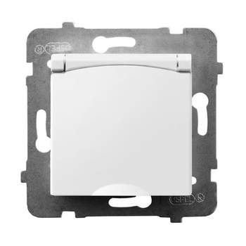 Gniazdo bryzgoszczelne z uziemieniem IP-44 wieczko w kolorze wyrobu seria ARIA kolor Biały symbol GPH-1UZ/m/00/w