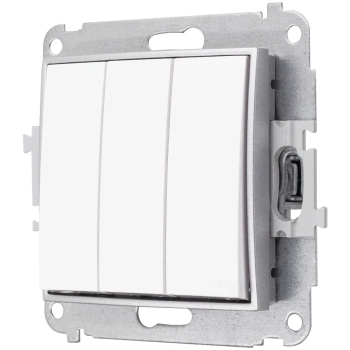 Włącznik potrójny bez ramki karlik mini kolor biały/srebrny