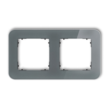 Ramka uniwersalna podwójna zaokrąglona - efekt szkła ramka: grafitowa spód: czarny Karlik seria ICON 28-12-IRSZ-2 kolor grafitowy