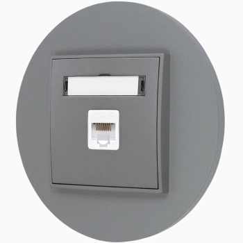 Gniazdo internetowe rj45 1x z ramką okrągłą seria MINI kolor szary mat
