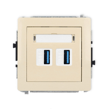 Mechanizm gniazda podwójnego 2xUSB A-A 3.0 Karlik seria DECO 1DGUSB-6 kolor beżowy
