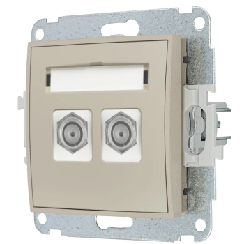 Mechanizm gniazda antenowego podwójnego typu F SAT niklowany Karlik seria MINI 60MGF-2 kolor taupe