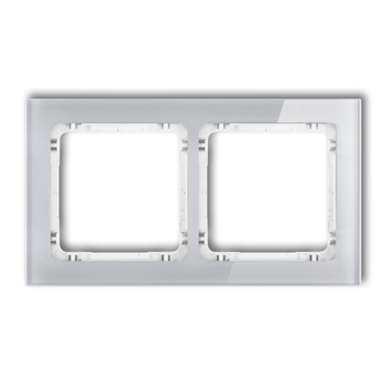 Ramka uniwersalna podwójna - efekt szkła ramka: szara; spód: biały Karlik seria DECO 15-0-DRS-2 kolor szary