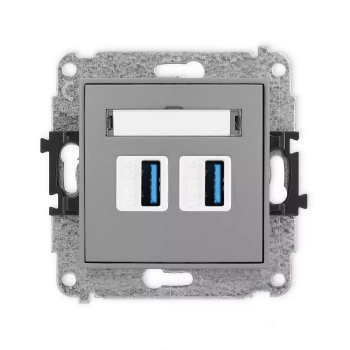 Mechanizm gniazda podwójnego 2xUSB A-A 3.0 Karlik seria ICON 27IGUSB-6 kolor szary mat