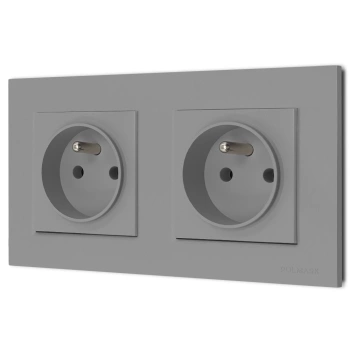 Dwa gniazda pojedyncze z ramką seria Bella kolor popiel mat