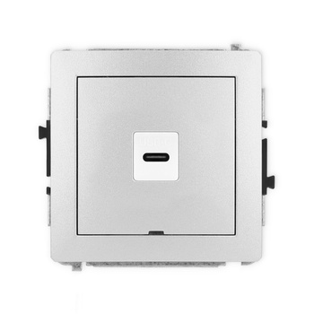 Mechanizm gniazda pojedynczego 1xUSB C-C, bez pola opisowego Karlik seria DECO 7DGUSBBO-7 kolor srebrny metalik