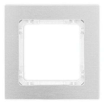 Ramka uniwersalna pojedyncza - aluminium szczotkowane ramka: srebrna; spód: biały Karlik seria DECO 7-0-DRA-1 kolor srebrny