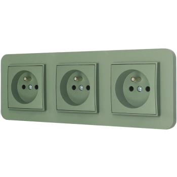 Trzy gniazda pojedyncze z ramką zaokrągloną seria MINI kolor szałwiowy