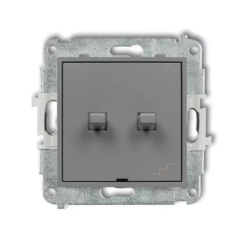 Mechanizm łącznika jednobiegunowego ze schodowym wspólne zasilanie w stylu amerykańskim Karlik seria MINI 27MWPUS-10.1 kolor szary mat