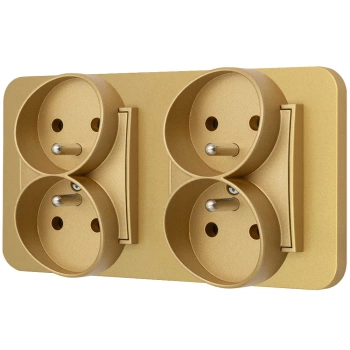 Dwa gniazda podwójne z ramką zaokrągloną seria MINI kolor złoty