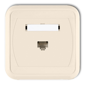 Gniazdo komputerowe pojedyncze 1xRJ45, kat. 5e, 8-stykowe Karlik seria LIZA 1GLK-1 kolor beżowy