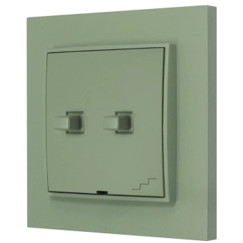 Włącznik schodowy podwójny w stylu USA ramka kwadratowa seria Mini kolor szałwiowy