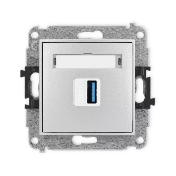Mechanizm gniazda pojedynczego USB A-A 3.0 Karlik seria MINI 7MGUSB-5 kolor srebrny metalik