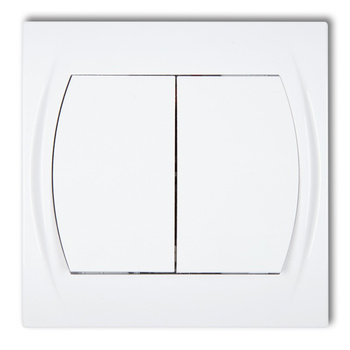 Łącznik zwierny, świecznikowy bez piktogramów, wspólne zasilanie Karlik seria LOGO LWP-44.1 kolor biały