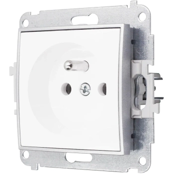 Gniazdo pojedyncze bez ramki karlik mini kolor biały/srebrny