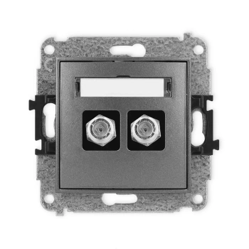 Mechanizm gniazda antenowego podwójnego typu F SAT niklowany Karlik seria ICON 11IGF-2 kolor grafitowy