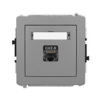 Mechanizm gniazda komputerowego pojedynczego 1xRJ45, kat. 8, ekranowany, 8-stykowy Karlik seria DECO 27DGK-11 kolor szary mat