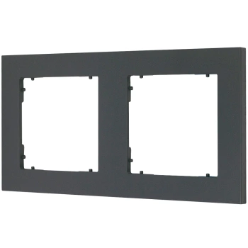 Ramka uniwersalna podwójna kwadratowa z tworzywa Karlik seria MINI 28MR-2 kolor grafitowy mat