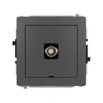 Mechanizm gniazda pojedynczego BNC, bez pola opisowego Karlik seria DECO 28DGBNCBO-1 kolor grafitowy mat