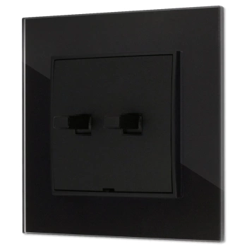 Włącznik podwójny w stylu USA ramka kwadratowa efekt szkła seria ICON kolor czarny